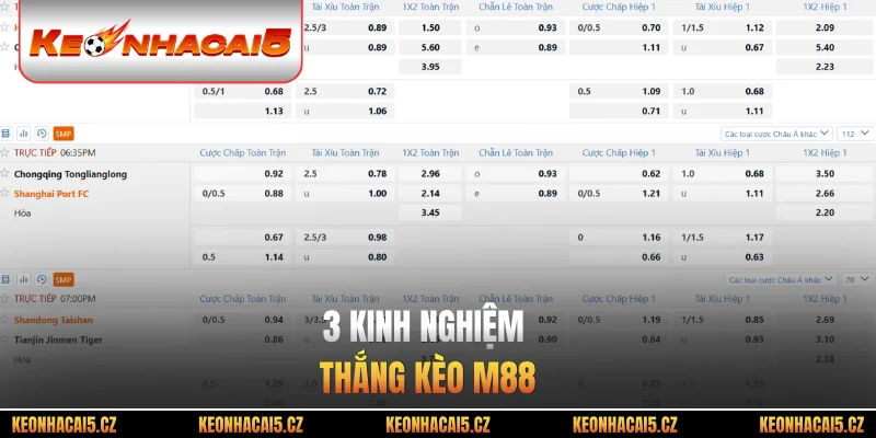 3 kinh nghiệm thắng kèo M88