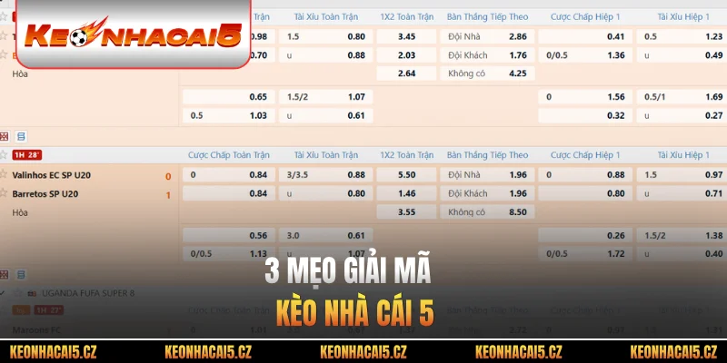 3 mẹo giải mã kèo nhà cái 5 