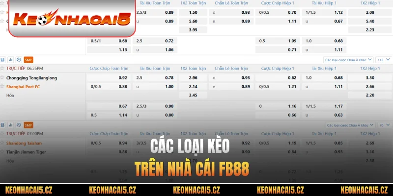 Các loại kèo trên nhà cái FB88