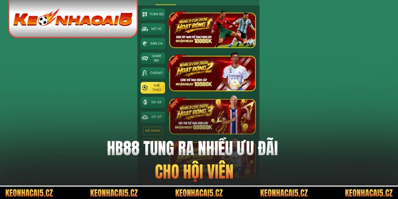 HB88 tung ra nhiều ưu đãi cho hội viên