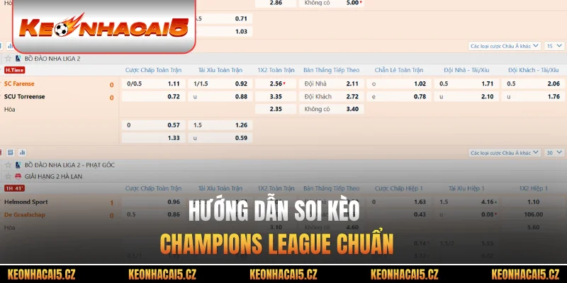 Hướng dẫn soi kèo Champions League chuẩn